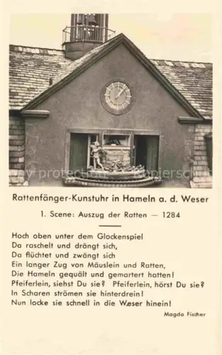 AK / Ansichtskarte HAMELN Weser Rattenfaenger Kunstuhr mit Glockenspiel am Rathaus  