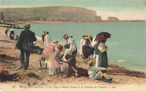 AK / Ansichtskarte MERS-LES-BAINS MERS-SUR-MER Abbeville 80 Somme La Plage a Maree Haute les Falaises du Treport 