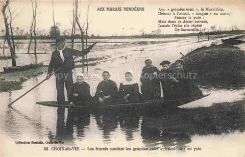 AK / Ansichtskarte Croix-de-Vie Les Sables-d Olonne Vendee 85 Vendee Les Marais pendant les grandes caux Maralchins en yole