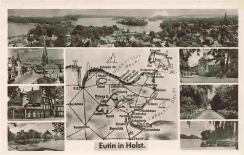 AK / Ansichtskarte Eutin Schleswig-Holstein Panorama Kirche Hotel Seepartie Alleestrasse Strand