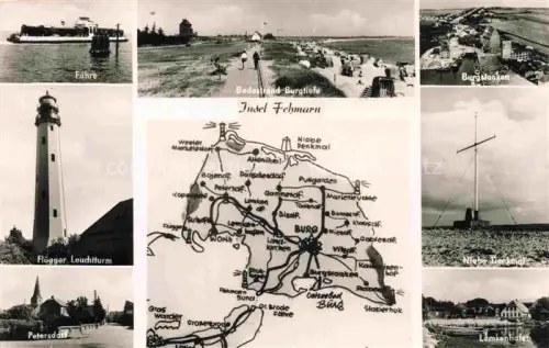 AK / Ansichtskarte Fehmarn Ostsee Schleswig-Holstein Faehre Fluegger Leuchtturm Petersdorf Badestrand Burgtiefe Burgstaaken Niebe Denkmal Lemkenhafen