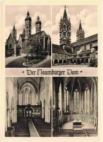 AK / Ansichtskarte Naumburg  Saale Naumburger Dom Domhof mit Kreuzgang Mittelschiff mit Westlettner Westchor