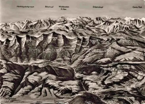 AK / Ansichtskarte Steibis Oberstaufen Bayern Panoramakarte Berggasthof Pension Imberg Endstation der Schwebebahn