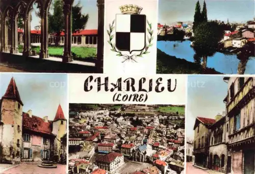 AK / Ansichtskarte Charlieu ROANNE 42 Loire Arkaden Schloss Fliegeraufnahme Partie an der Loire Dorfmotiv