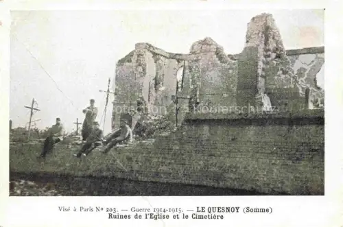 AK / Ansichtskarte Le Quesnoy-le-Montant ABBEVILLE 80 Somme Ruines de l'Eglise et le Cimetiere 