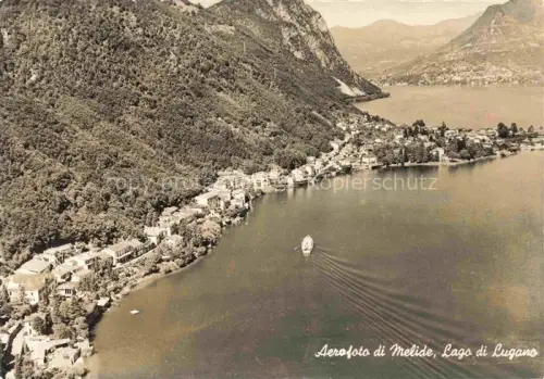 AK / Ansichtskarte Melide Lago di Lugano TI Fliegeraufnahme