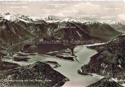 AK / Ansichtskarte Sylvensteinsee 780m Lenggries Bad Toelz Bayern Hotel Jaeger von Fall Fliegeraufnahme