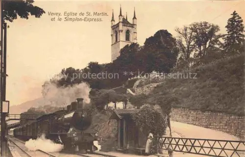 AK / Ansichtskarte VEVEY VD Eglise de St Martin et le Simplon Express