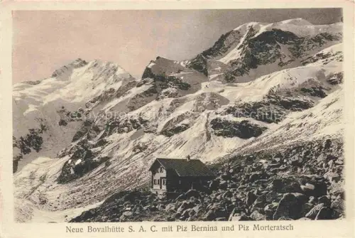 AK / Ansichtskarte Neue Bovalhuette SAC 2495m Morteratsch GR mit Piz Bernina