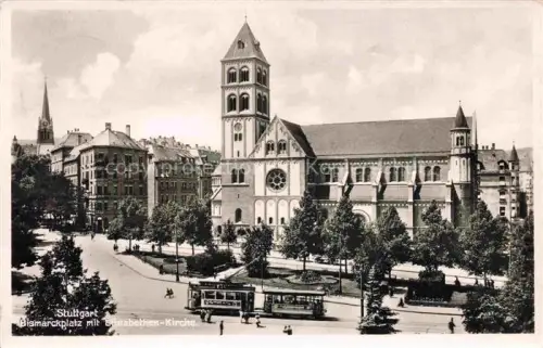 AK / Ansichtskarte STUTTGART  CITY Bismarckplatz mit Elisabethen Kirche