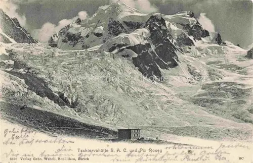 AK / Ansichtskarte Tschiervahuette 2580m Piz Roseg GR und Piz Roseg