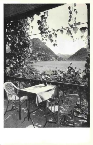 AK / Ansichtskarte LUGANO Lago di Lugano TI Hotel Gerber Terrasse mit Seeblick
