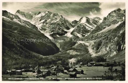 AK / Ansichtskarte Macugnaga Verbano-Cusio-Ossola Piemont IT La Frazione Pecetto Sfondo Ghiacciai Monte Rosa