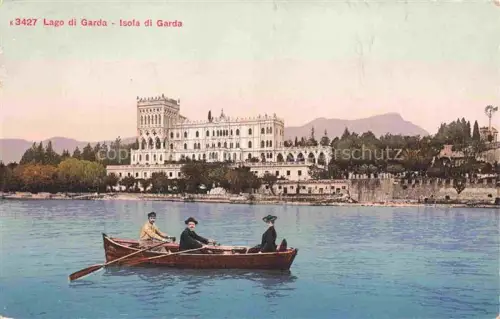 AK / Ansichtskarte Isola di Garda Lago di Garda IT Schloss Bootspartie