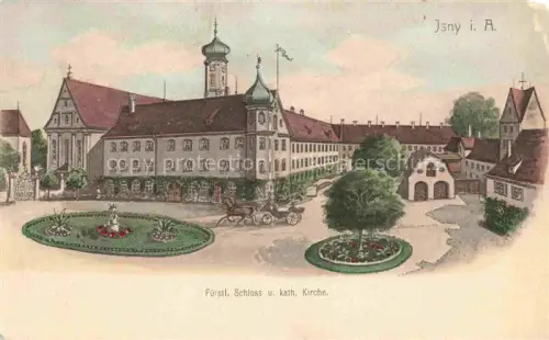 AK / Ansichtskarte Isny Allgaeu Bayern Fuerstl Schloss und kath Kirche