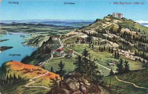 AK / Ansichtskarte RIGI-Kulm 1798m SZ mit Rigi Staffel Zugersee Zug uetliberg und Zuerichsee