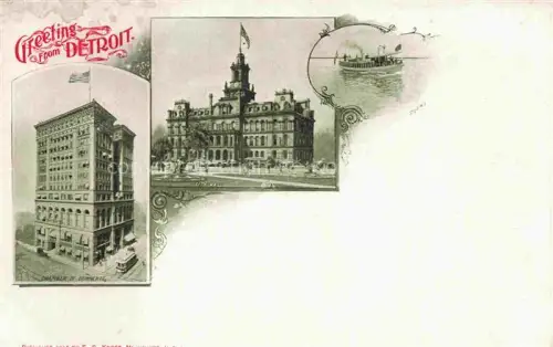AK / Ansichtskarte DETROIT  Michigan USA Chamber of Commerce City Hall Steamer
