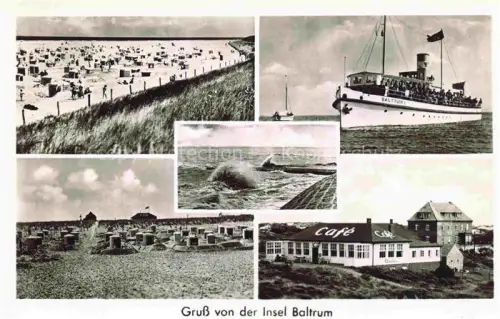 AK / Ansichtskarte BALTRUM Nordseebad Café Strandschloesschen Strandleben Faehre