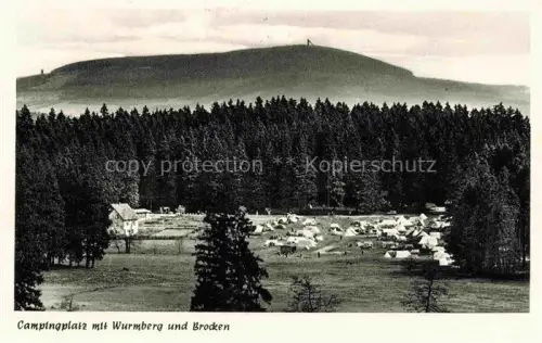 AK / Ansichtskarte Braunlage Harz Niedersachsen Campingplatz Waldrestaurant Onkel Freds Huette Wurmberg und Brocken