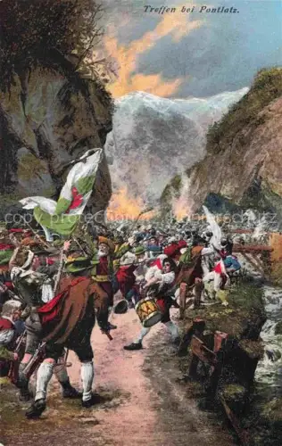 AK / Ansichtskarte Pontlatz Prutz Tirol AT Tiroler Freiheitskamp 1809 Treffen bei Pontlatz Kuenstlerkarte