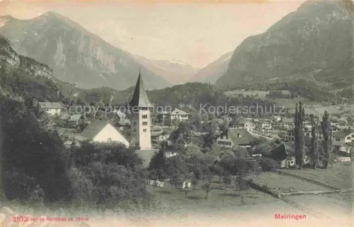 AK / Ansichtskarte Meiringen Oberhasli BE Gesamtansicht mit Alpenpanorama