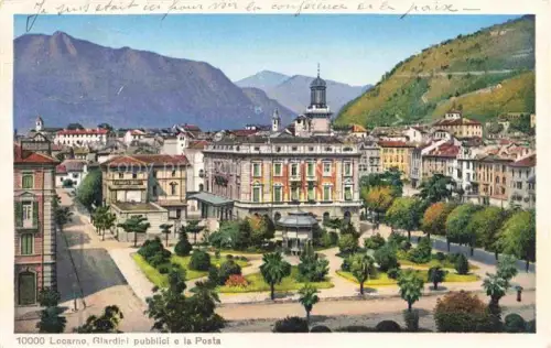 AK / Ansichtskarte LOCARNO Lago Maggiore TI Giardini pubblici e la Posta
