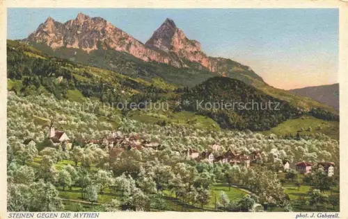 AK / Ansichtskarte Steinen Lauerzersee Lowerzersee SZ Panorama Blick gegen die Mythen