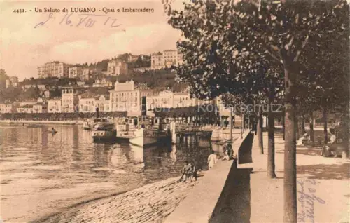 AK / Ansichtskarte LUGANO Lago di Lugano TI Un Saluto de Lugano Quai e Imbarcadere