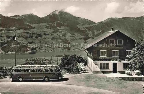 AK / Ansichtskarte Steinen Lauerzersee Lowerzersee SZ Cafe Restaurant Spiegelberg Reisebus