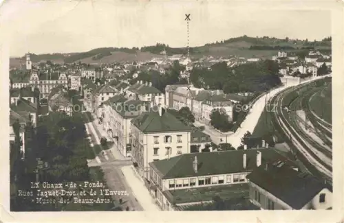 AK / Ansichtskarte LA CHAUX -DE-FONDS NE Rues Jaquet Droz et de l'Envers Musee des Beaux Arts