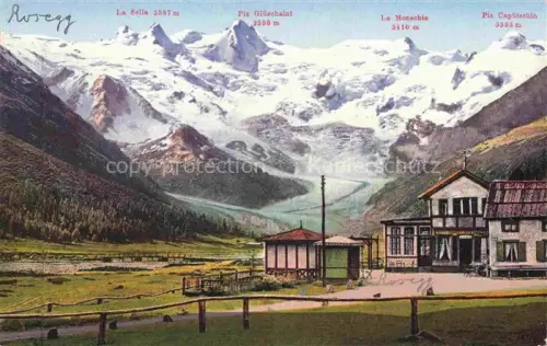 AK / Ansichtskarte Roseg Rosegg GR Hotel Restaurant Roseggletscher mit Roseggruppe