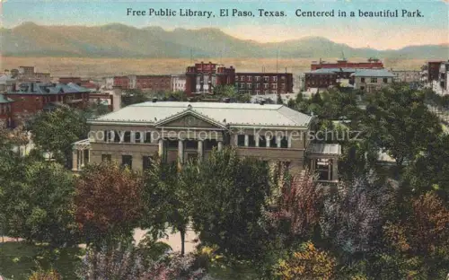 AK / Ansichtskarte EL PASO  Texas USA Free Public Library Centered in a beautiful Park