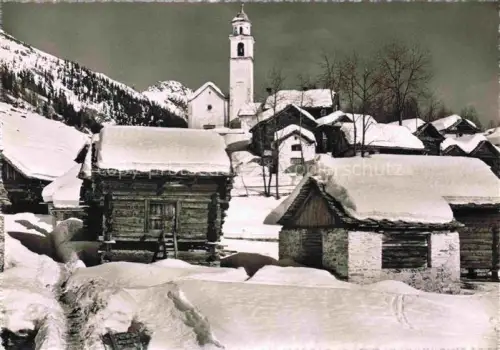 AK / Ansichtskarte Bosco-Gurin Vallemaggia TI Verschneites Walserdorf