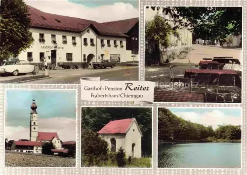 AK / Ansichtskarte Frabertsham Obing Traunstein Bayern Gasthof Pension Reiter Kirche Kapelle Gondelteich