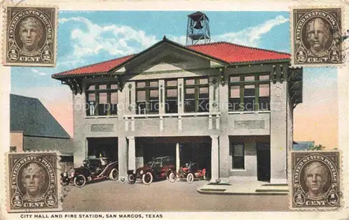 AK / Ansichtskarte San Marcos Texas USA City Hall and Fire Station