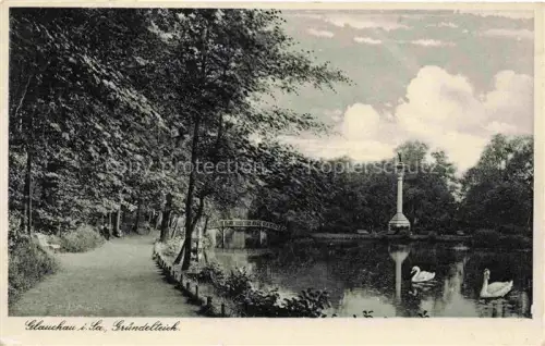 AK / Ansichtskarte Glauchau Sachsen Gruendelteich 