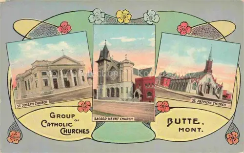 AK / Ansichtskarte Butte Montana USA St Joseph Church Sacred Heart Church St Patricks Church