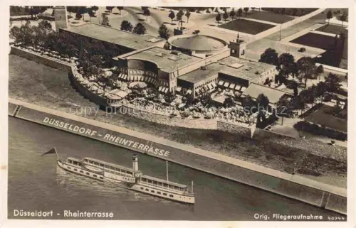 AK / Ansichtskarte DuessELDORF  CITY Fliegeraufnahme mit Rheinterrasse