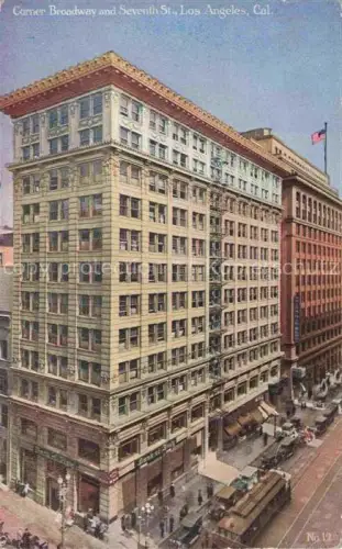 AK / Ansichtskarte LOS ANGELES California USA Corner Broadway and Seventh Street Illustration