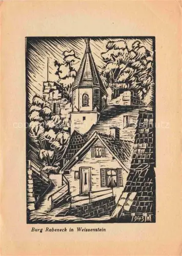AK / Ansichtskarte Weissenstein Dillweissenstein Pforzheim BW Burg Rabeneck Kuenstlerkarte