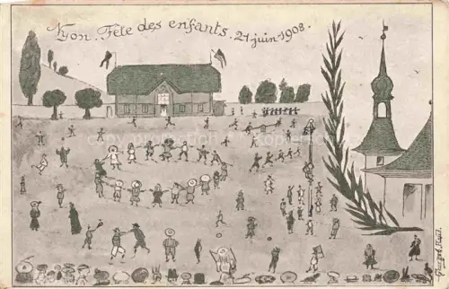 AK / Ansichtskarte NYON VD Fete des enfants 21 juin 1908 Illustration