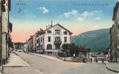 AK / Ansichtskarte St Imier Courtelary BE Rue du chemin de fer et Rue du Midi