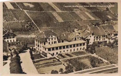 AK / Ansichtskarte Twann Nidau BE Hotel Baeren Fliegeraufnahme