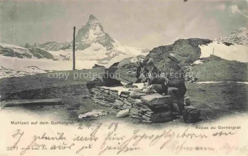 AK / Ansichtskarte Gornergrat 3135m Zermatt VS Mahlzeit auf dem Gornergrat