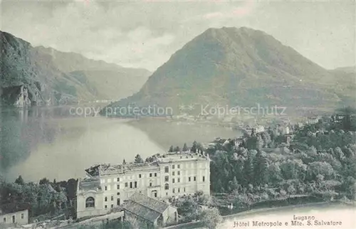 AK / Ansichtskarte LUGANO Lago di Lugano TI Hôtel Metropole e Monte San Salvatore