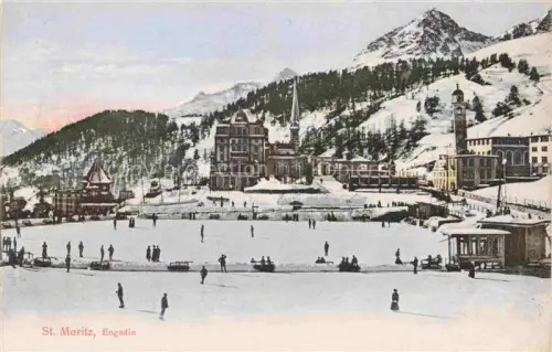 AK / Ansichtskarte St Moritz  SANKT MORITZ GR Panorama Eislaufbahn