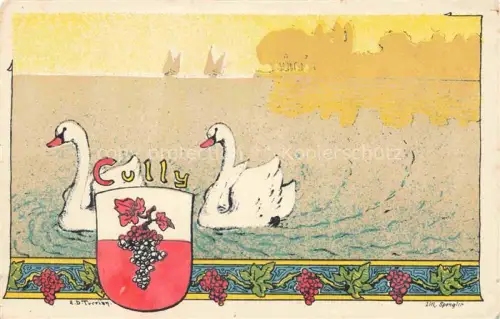 AK / Ansichtskarte Cully  Lavaux VD Wappen mit Schwaenen