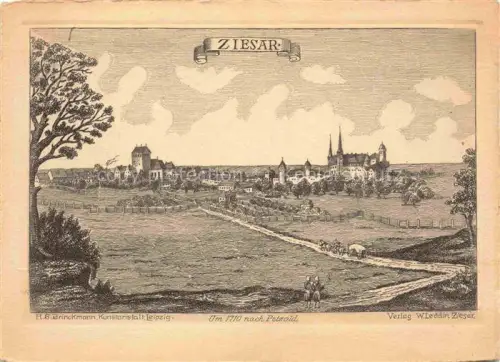 AK / Ansichtskarte Ziesar Potsdam-Mittelmark Brandenburg Staedtebild um 1710