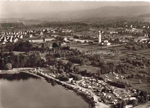 AK / Ansichtskarte Manzell Friedrichshafen Bodenseekreis BW Campingplatz am Bodensee Fliegeraufnahme