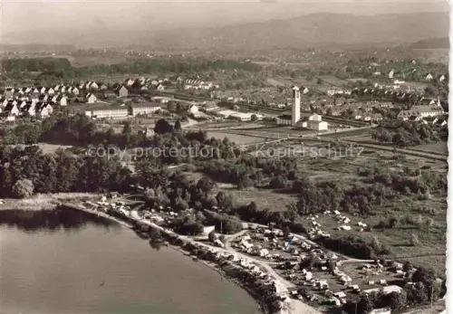 AK / Ansichtskarte Manzell Friedrichshafen Bodenseekreis BW Fliegeraufnahme mit Campingplatz 